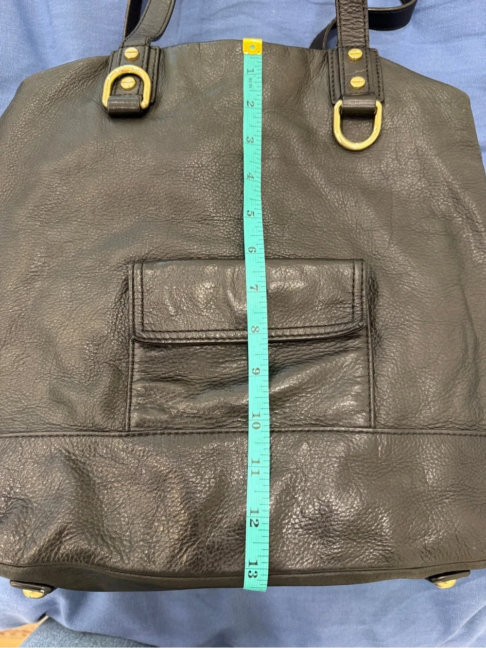 J. Crew Black Leather Tote with Gold Hardware